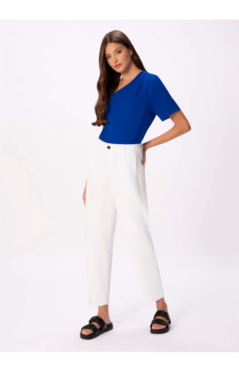 Calça White Denim Color Baggy Branco