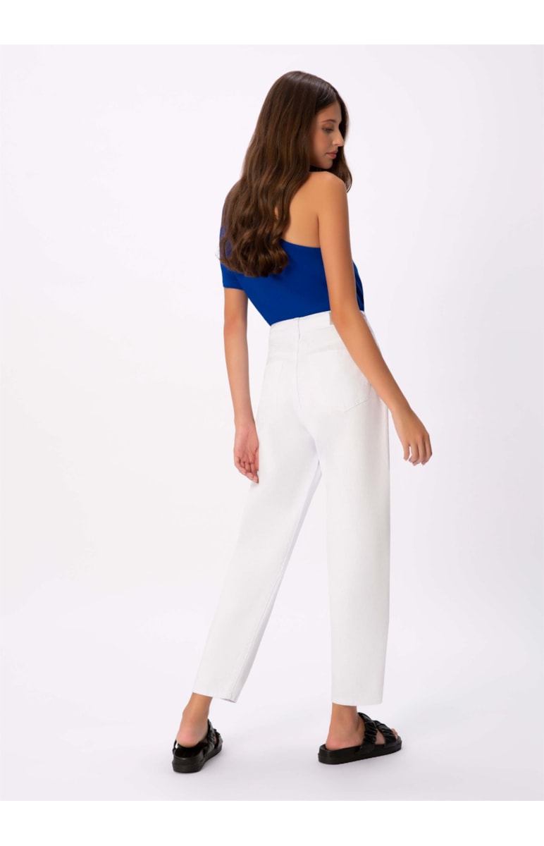 Calça White Denim Color Baggy Branco