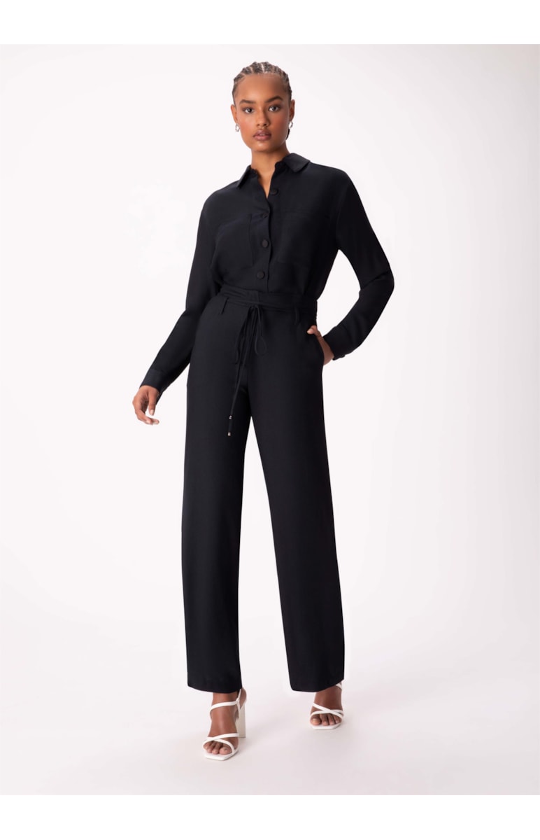 Calça Wide Leg Amarração Preto