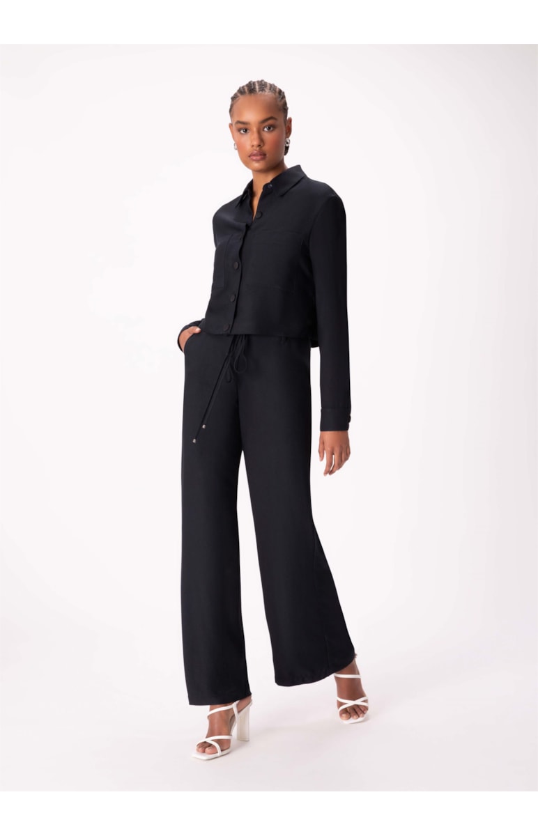 Calça Wide Leg Amarração Preto