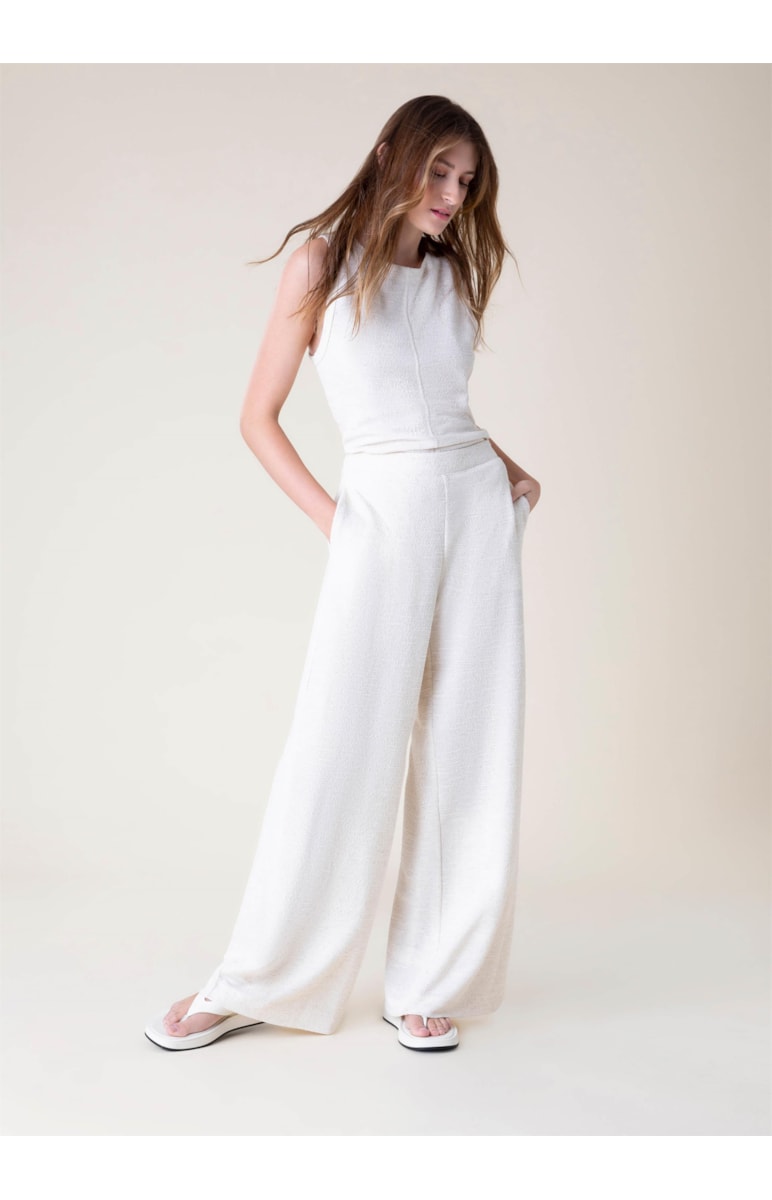 Calça Wide Leg Lino Craft Off White