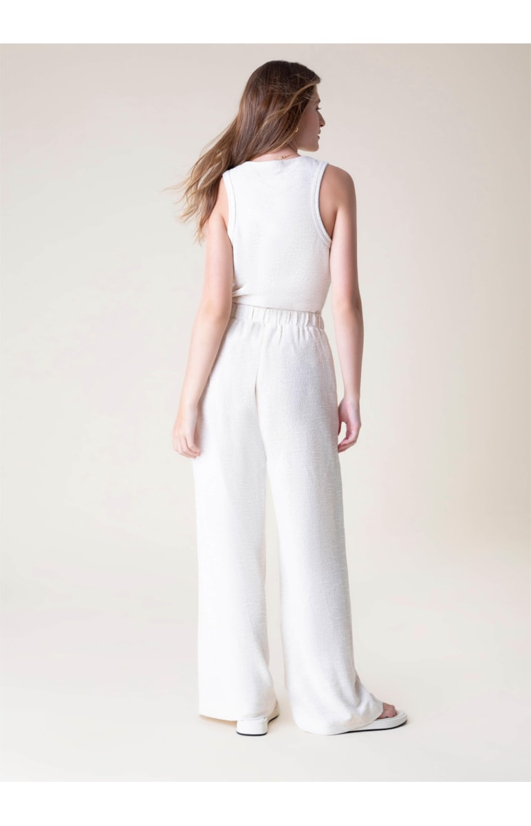 Calça Wide Leg Lino Craft Off White