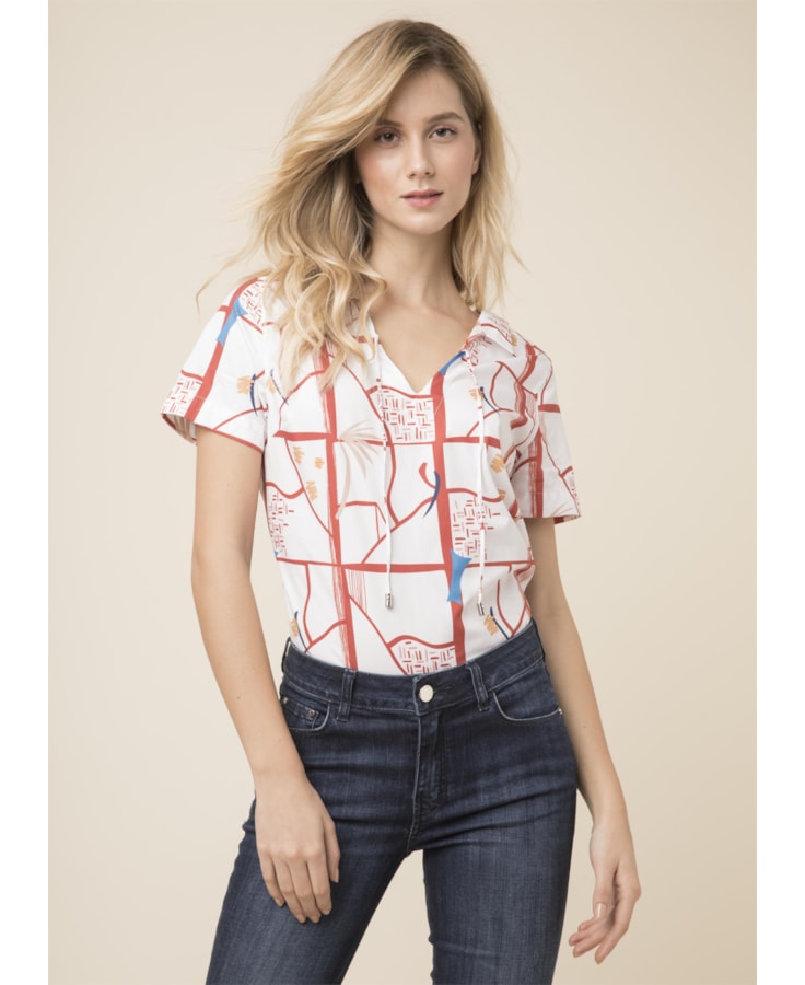 Camisa Arizona Amarração Estampado Laranja