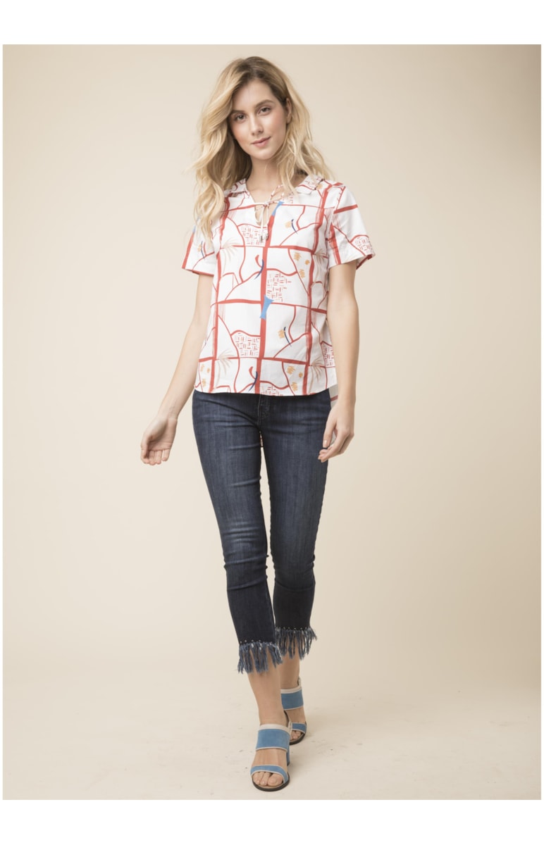 Camisa Arizona Amarração Estampado Laranja