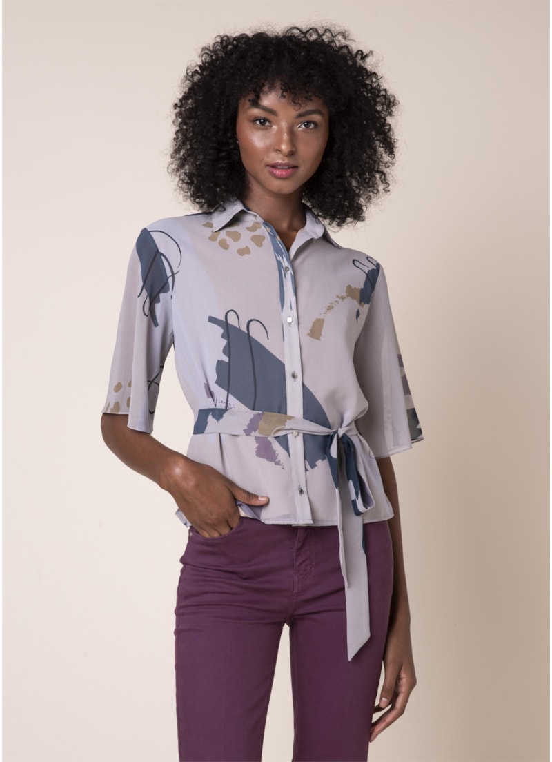 Camisa Art Splash Estampado Bege
