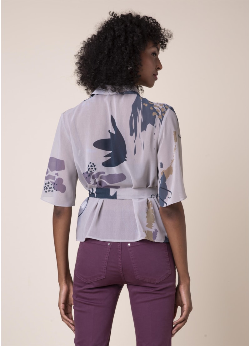 Camisa Art Splash Estampado Bege