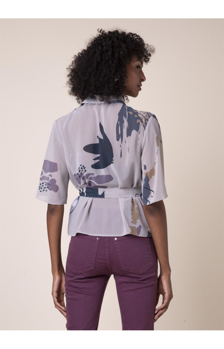 Camisa Art Splash Estampado Bege