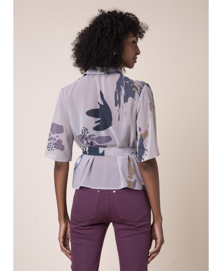 Camisa Art Splash Estampado Bege