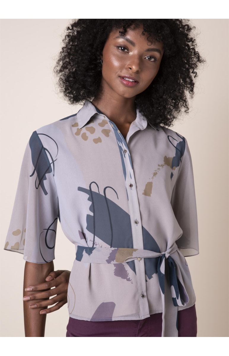 Camisa Art Splash Estampado Bege