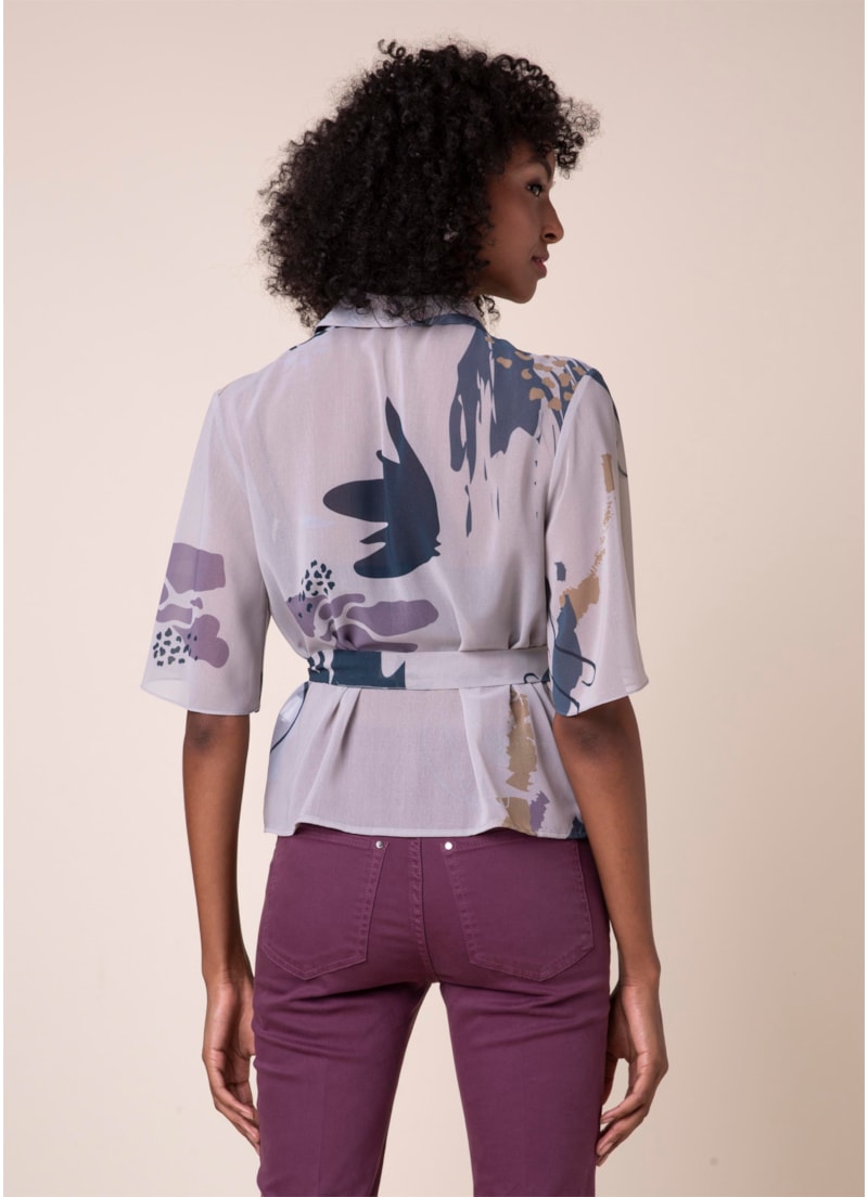 Camisa Art Splash Estampado Bege