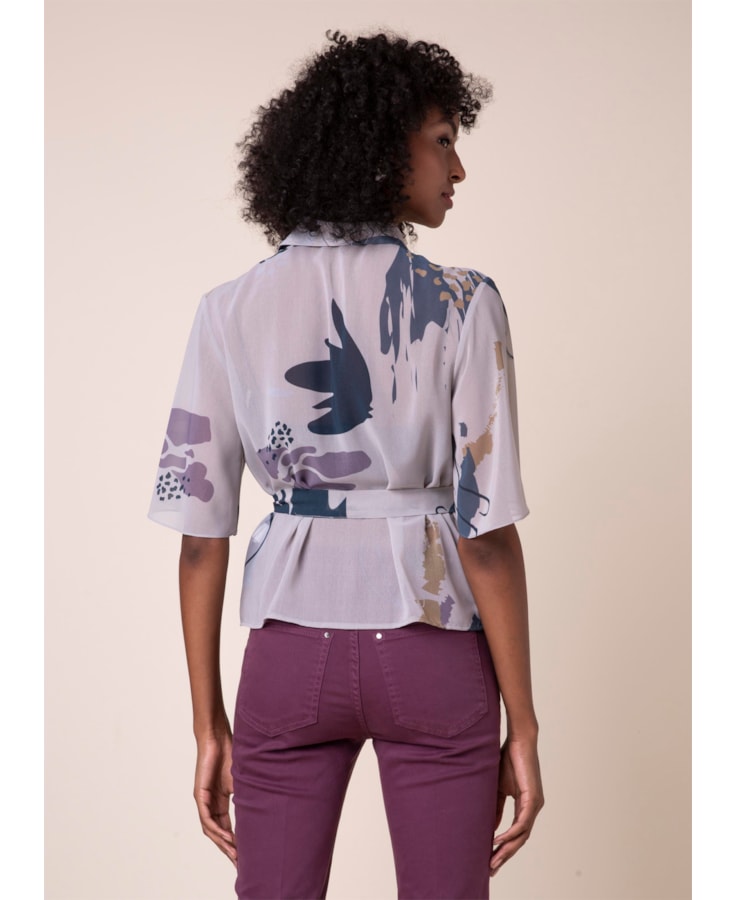 Camisa Art Splash Estampado Bege