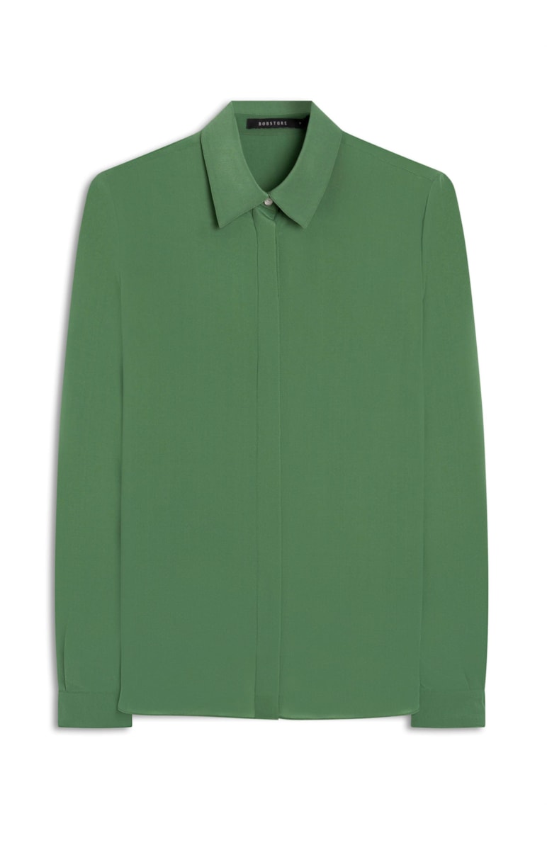 Camisa Basic Seda Verde Oliva