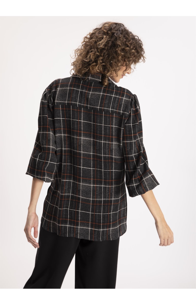 Camisa Bubble Prints Fenda Lateral Preto