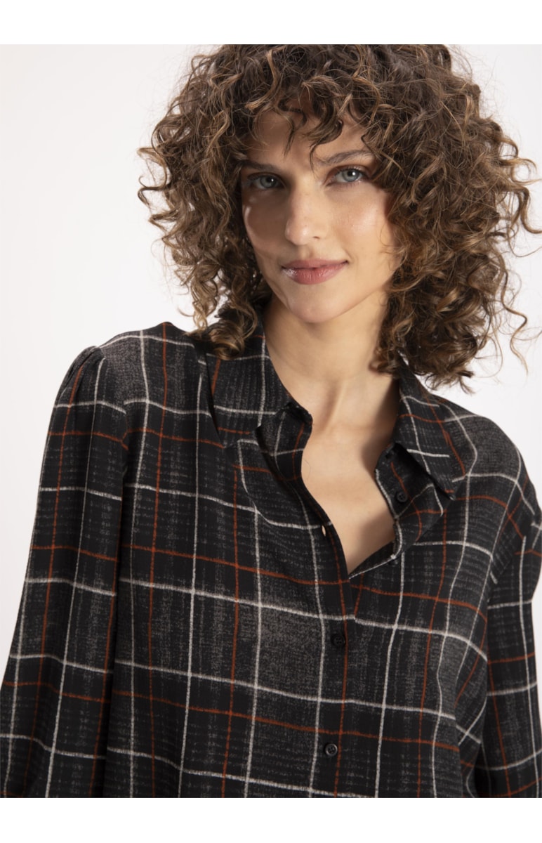 Camisa Bubble Prints Fenda Lateral Preto