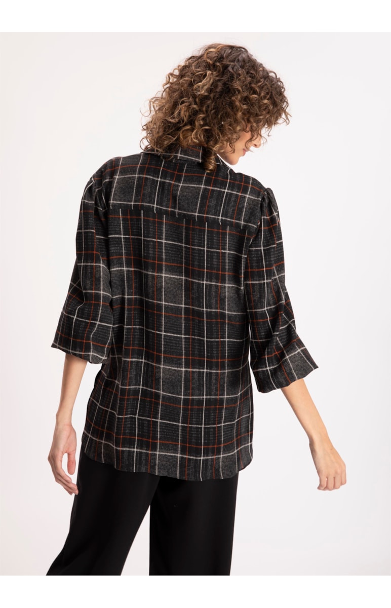 Camisa Bubble Prints Fenda Lateral Preto
