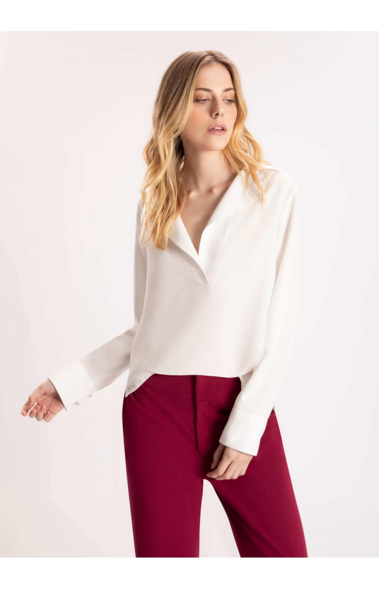 Camisa Duomo Pesponto Duplo Off White