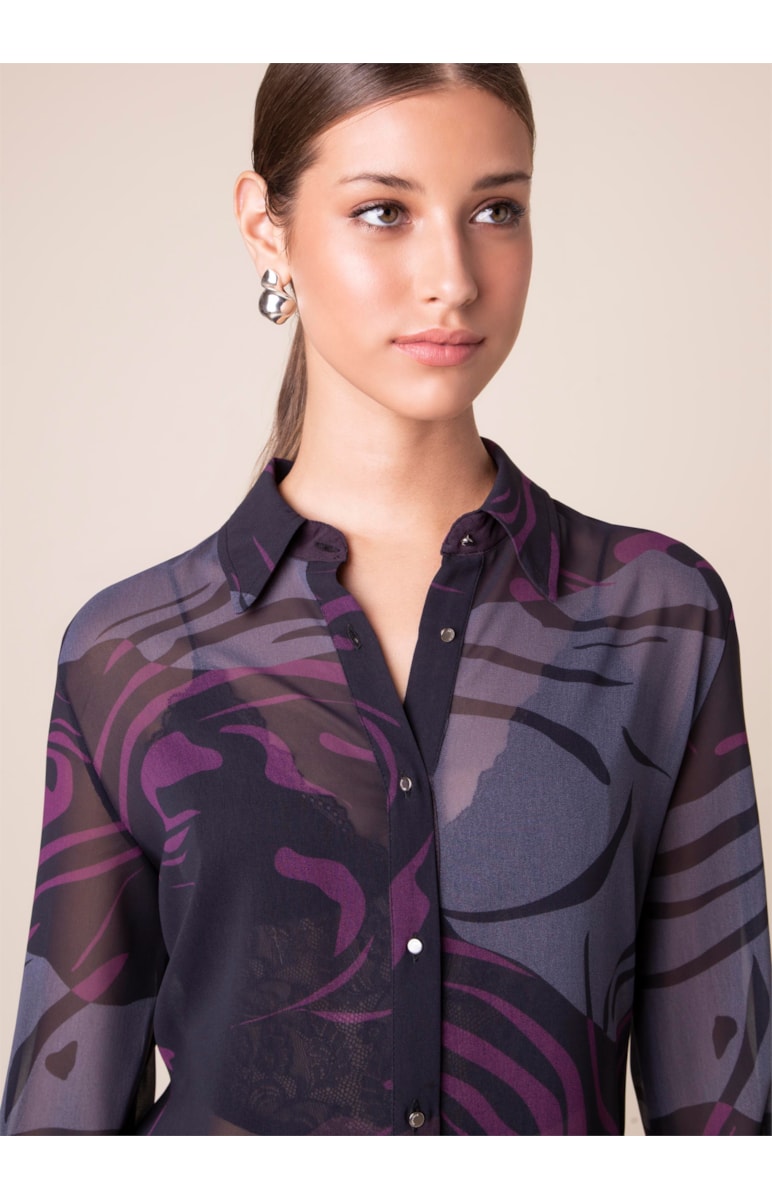 Camisa Estampa Paint Drops Est. Berinjela