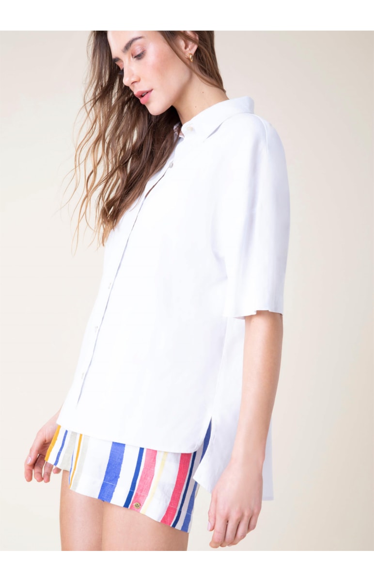 Camisa Fraldada Linho Branco