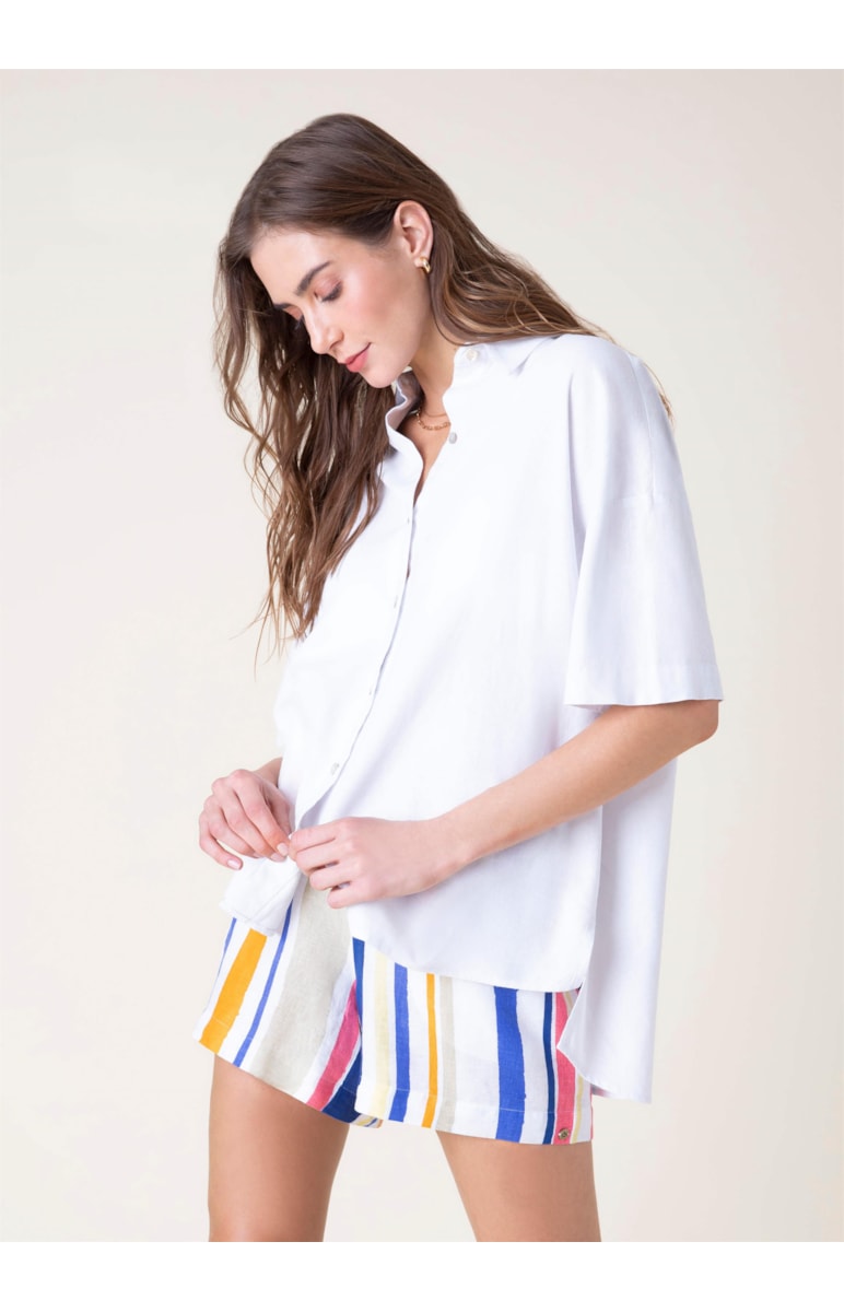 Camisa Fraldada Linho Branco