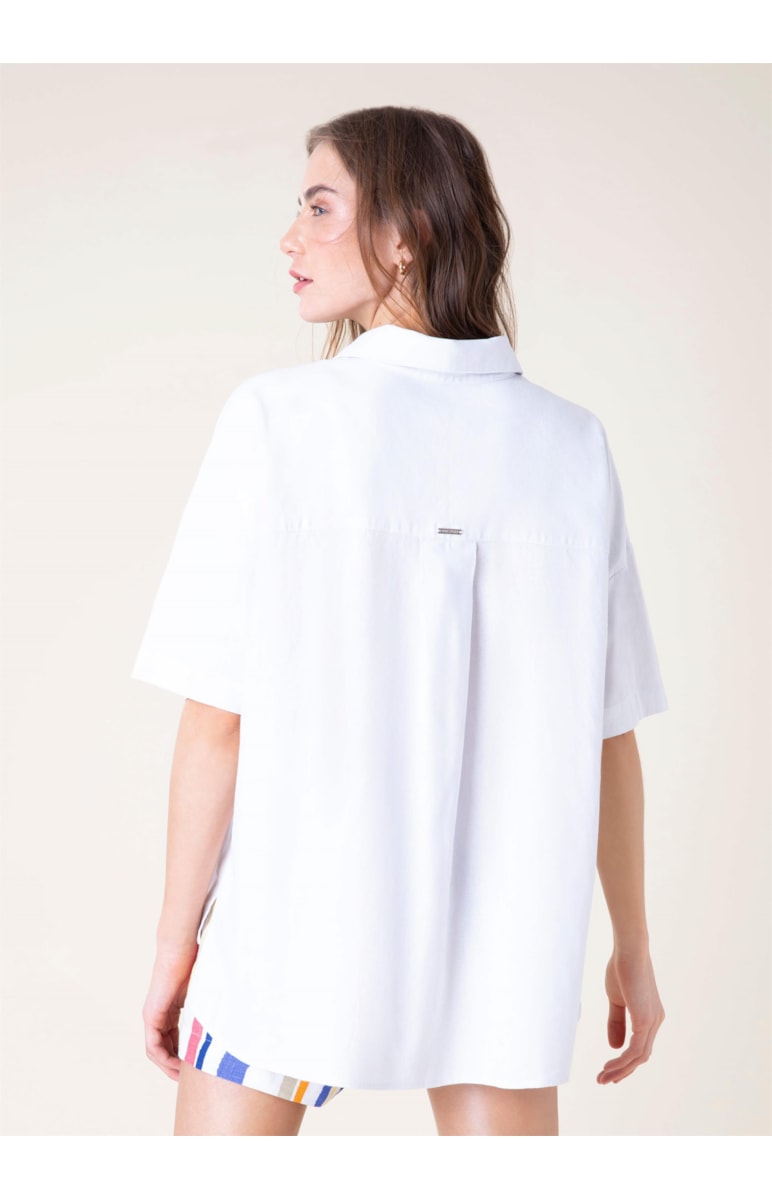 Camisa Fraldada Linho Branco