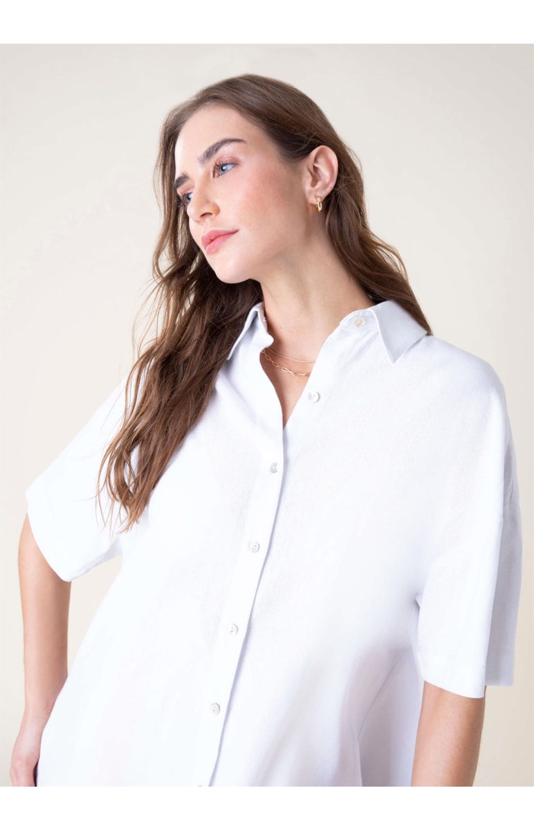 Camisa Fraldada Linho Branco