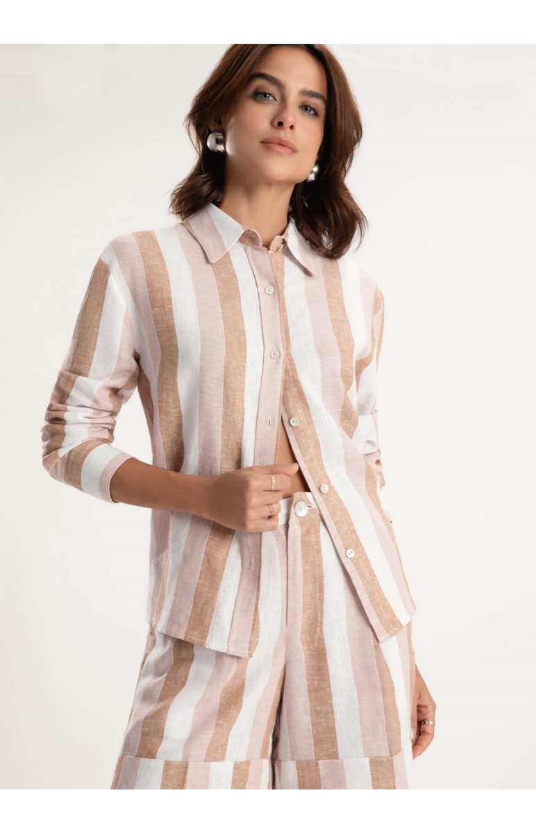 Camisa Linho Nilo Craft Rosa