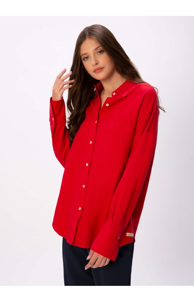 Camisa Linho Washed Vermelho