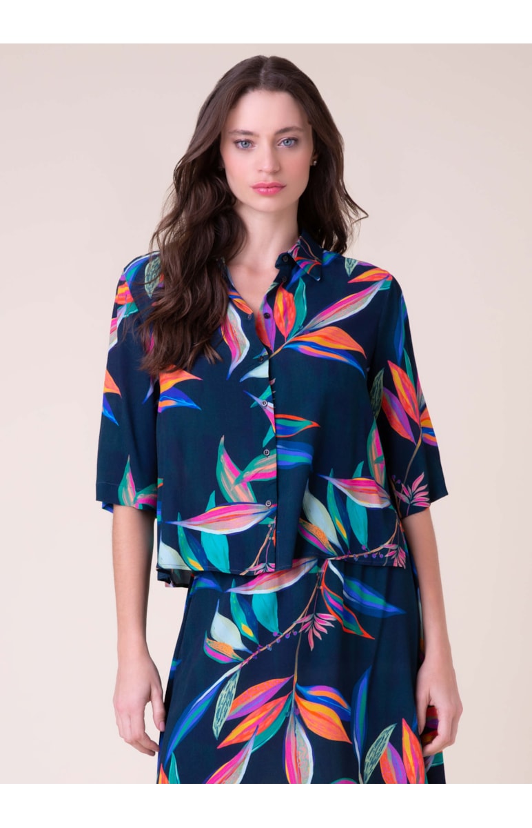 Camisa Night Flowers Marinho