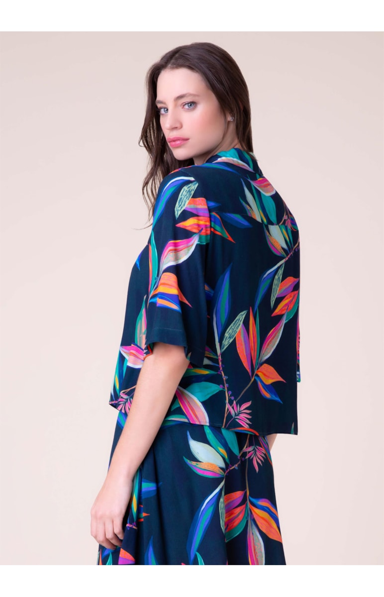 Camisa Night Flowers Marinho