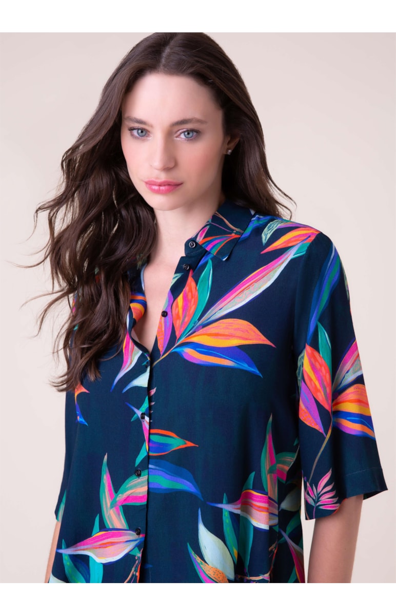 Camisa Night Flowers Marinho
