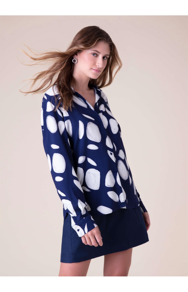Camisa Oversized Dots Marinho