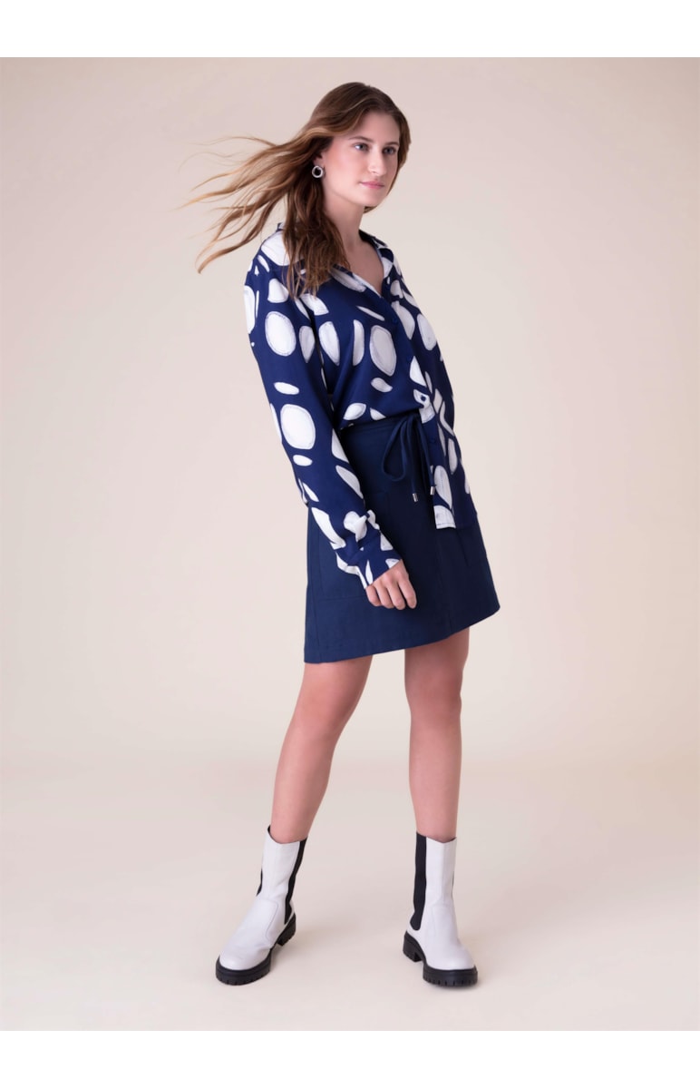 Camisa Oversized Dots Marinho