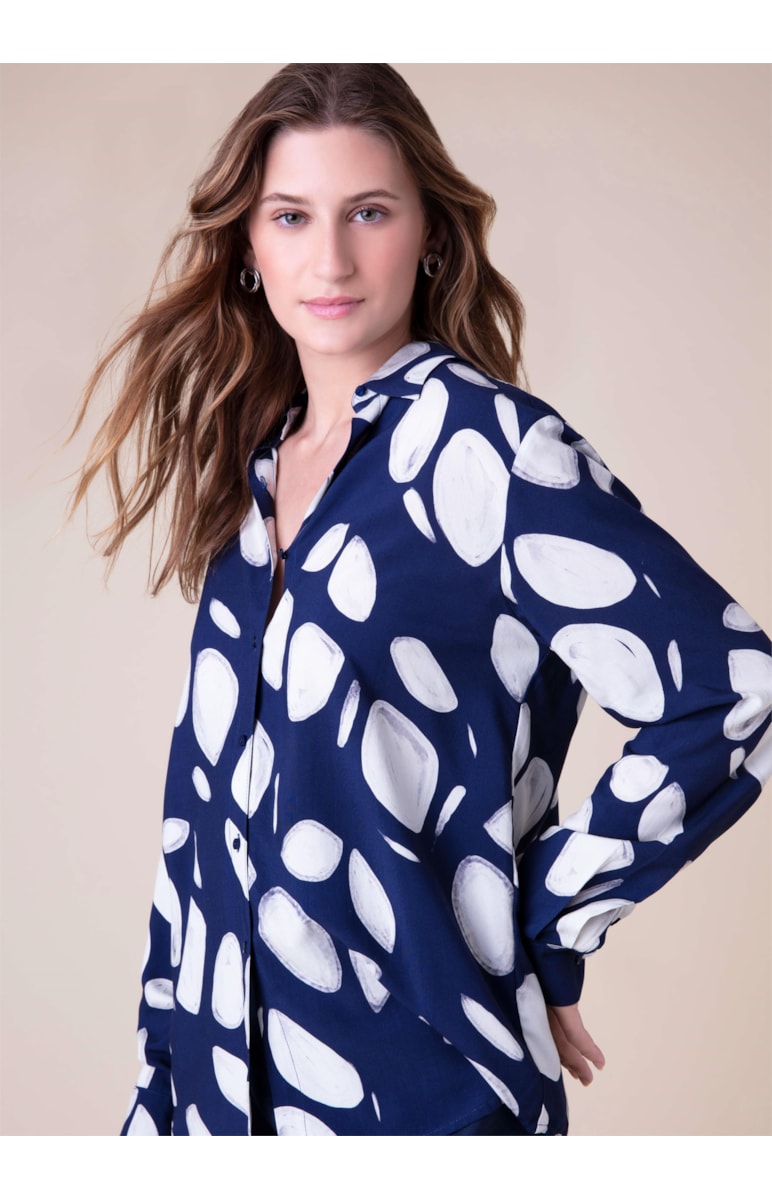 Camisa Oversized Dots Marinho