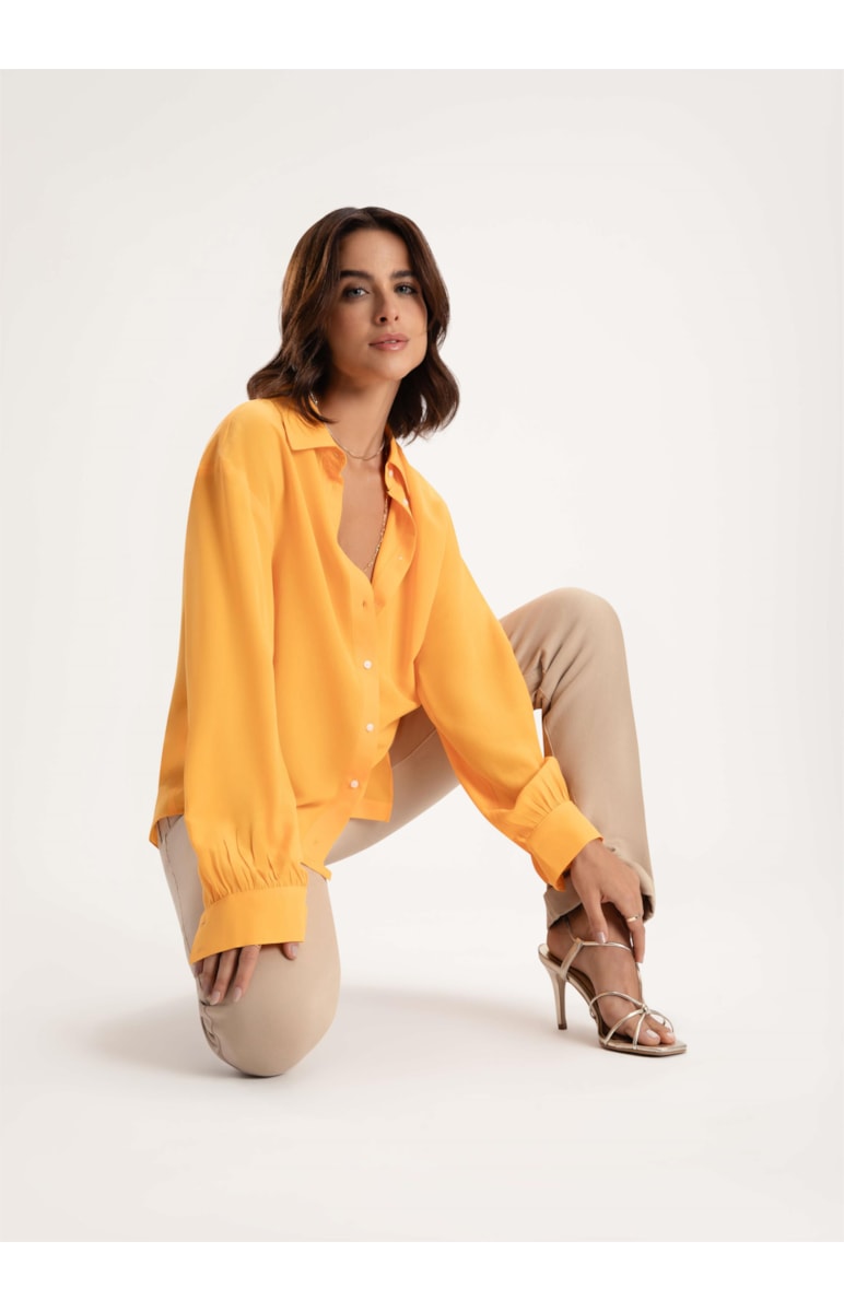 Camisa Pura Seda Amarelo