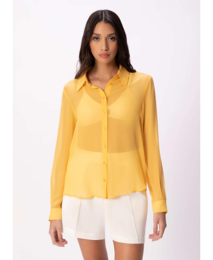 Camisa Pura Seda Ggt Amarelo