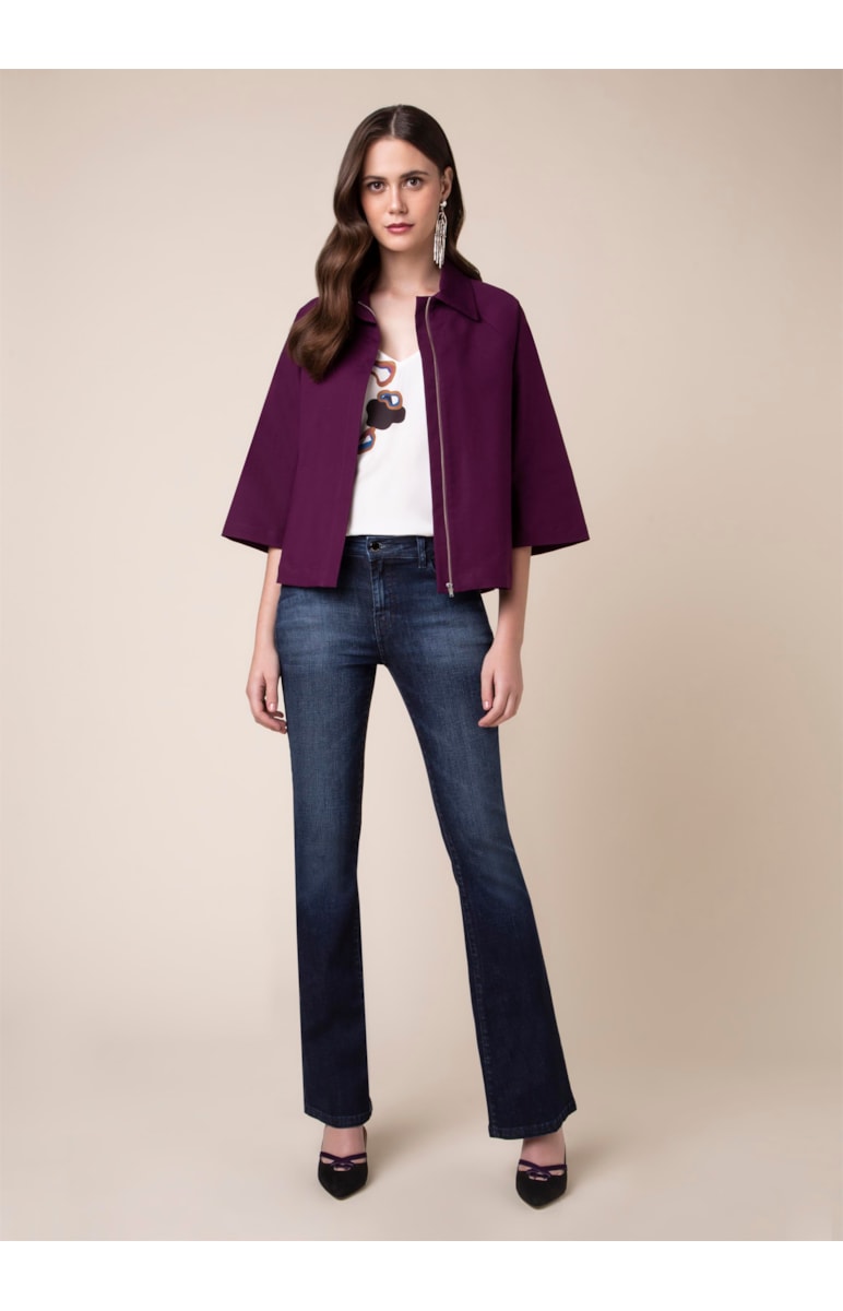 Camisa Raglan Zíper Beringela