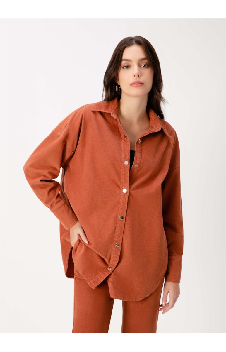 Camisa Schacket Veludo Span Caramelo