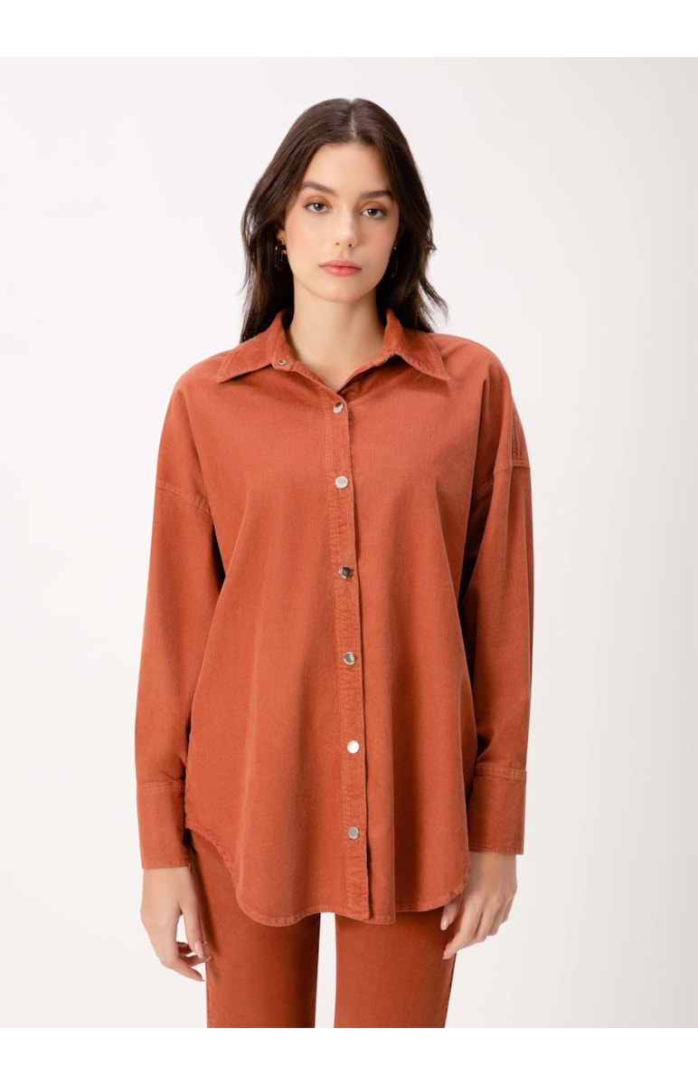 Camisa Schacket Veludo Span Caramelo