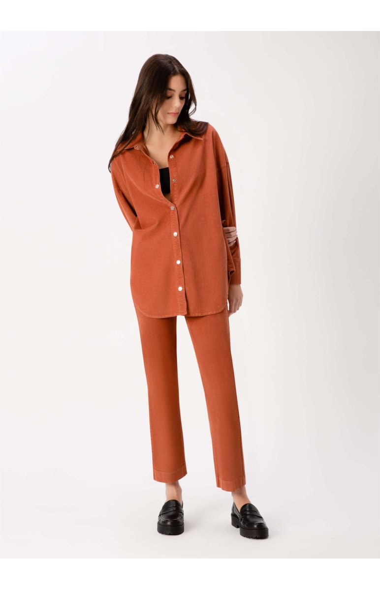 Camisa Schacket Veludo Span Caramelo