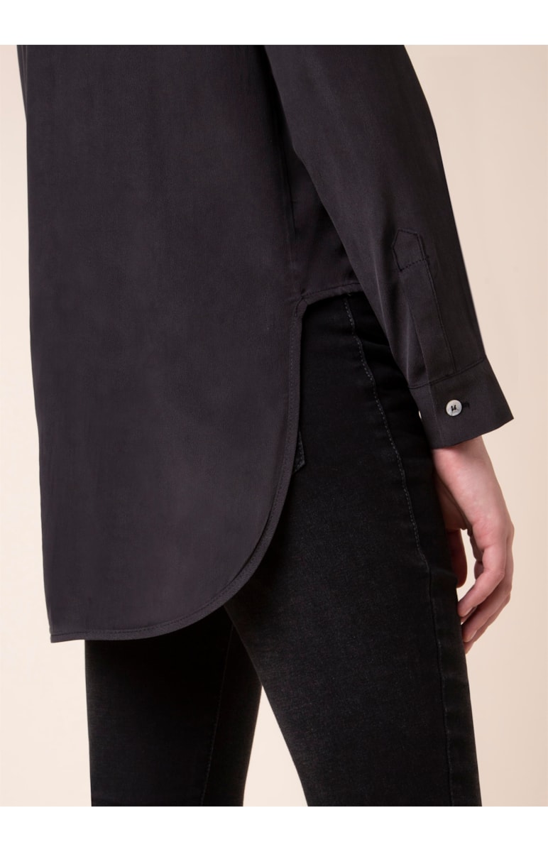 Camisa Seda Costas Fraldada Preto