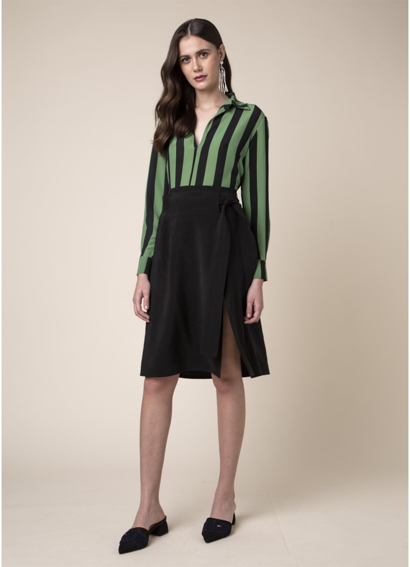 Camisa Seda Listra Estampado Pistache
