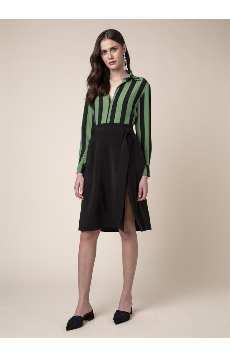 Camisa Seda Listra Estampado Pistache