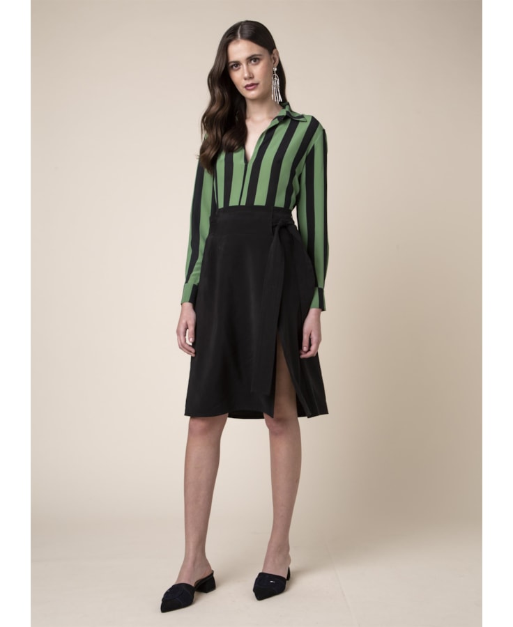 Camisa Seda Listra Estampado Pistache