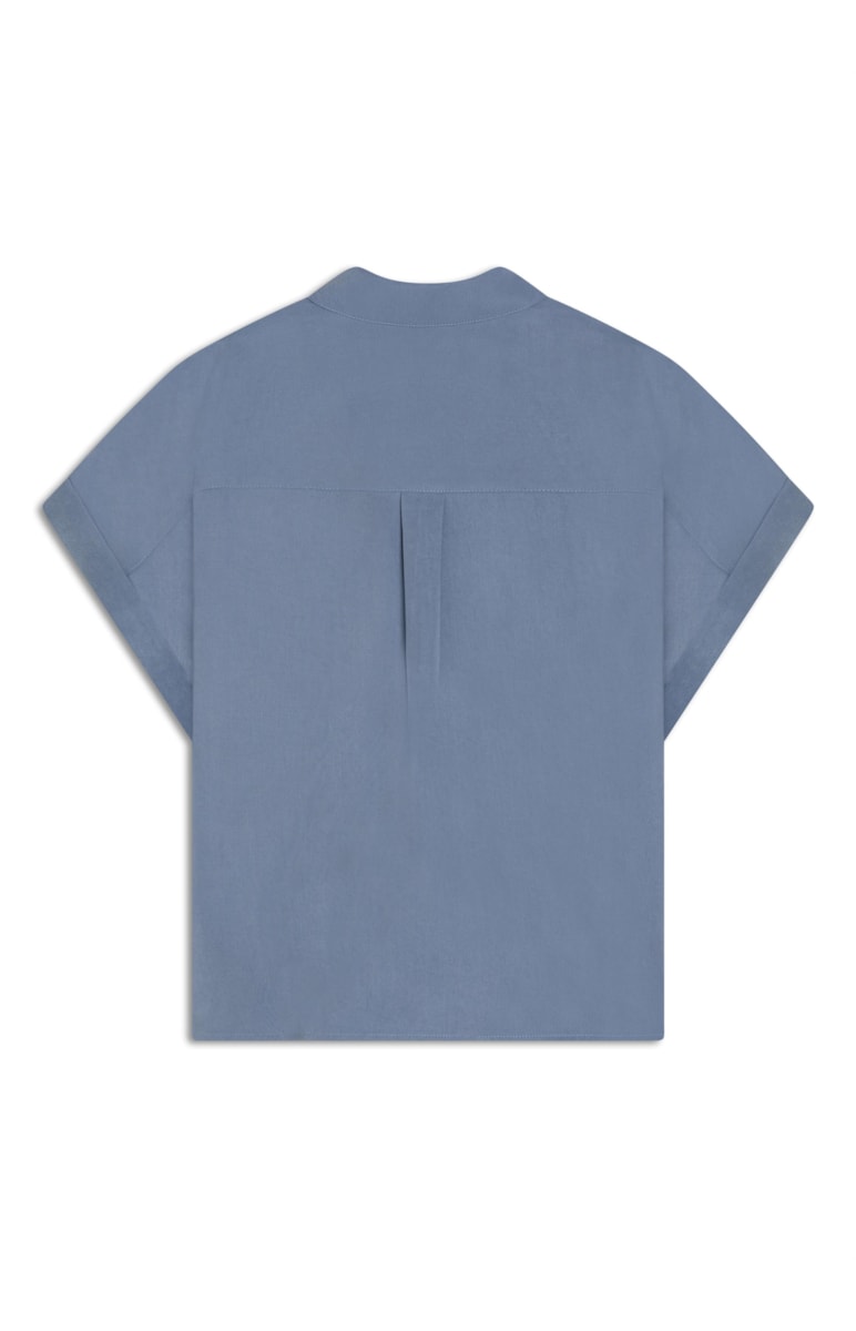 Camisa Tencel Azul Seco