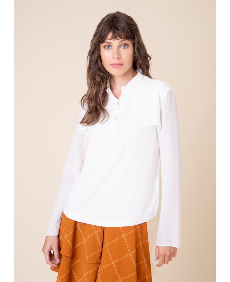 Camisa Trench Seda Off White
