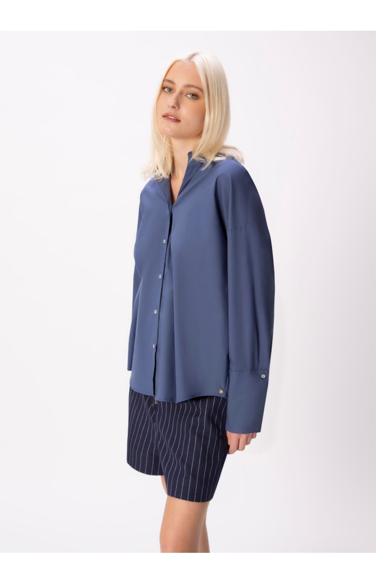 Camisa Tricoline Azul Jeans