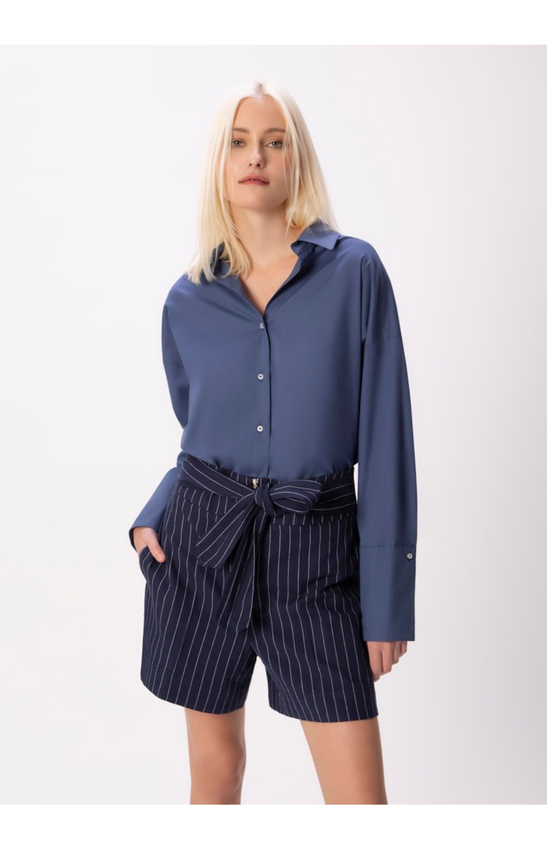 Camisa Tricoline Azul Jeans