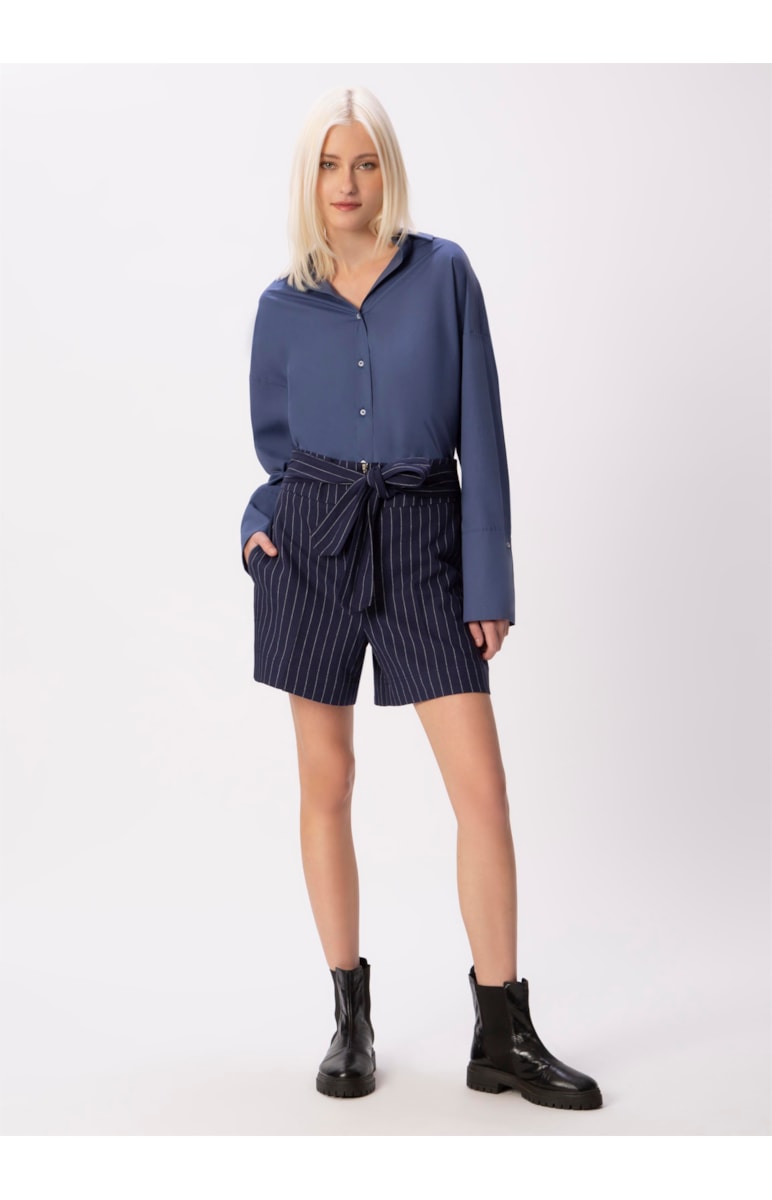 Camisa Tricoline Azul Jeans