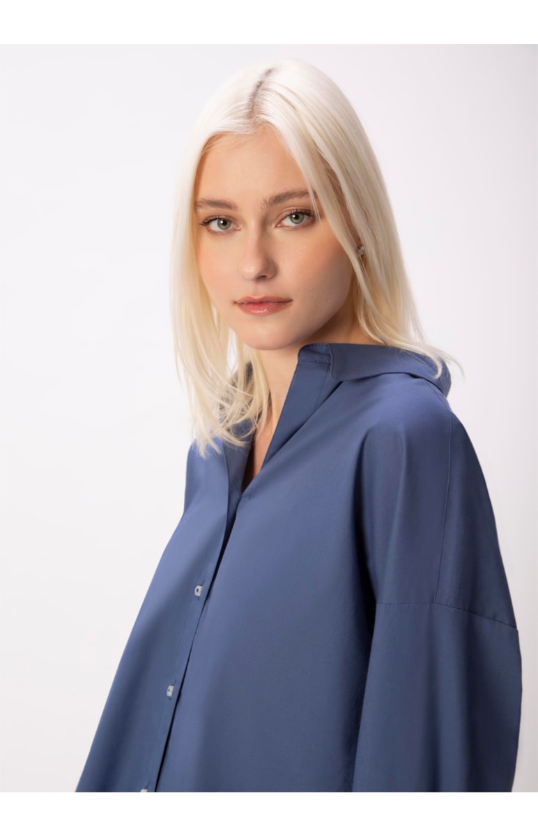 Camisa Tricoline Azul Jeans