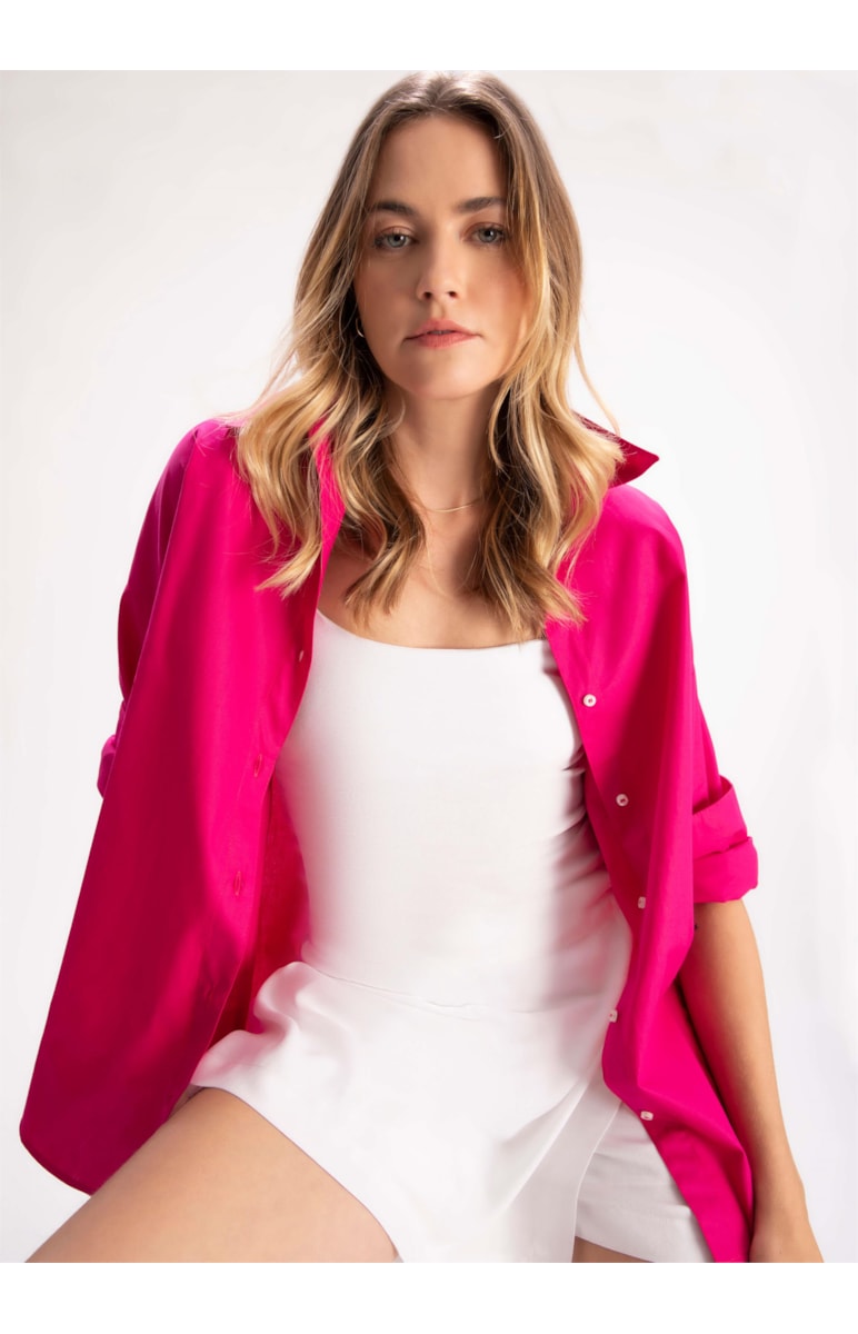 Camisa Tricoline Magenta